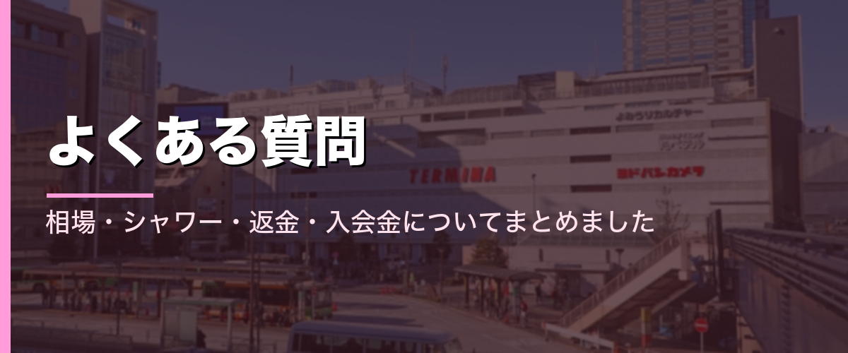 錦糸町駅前の街並みと、よくある質問をまとめたことを示すセクション見出し画像